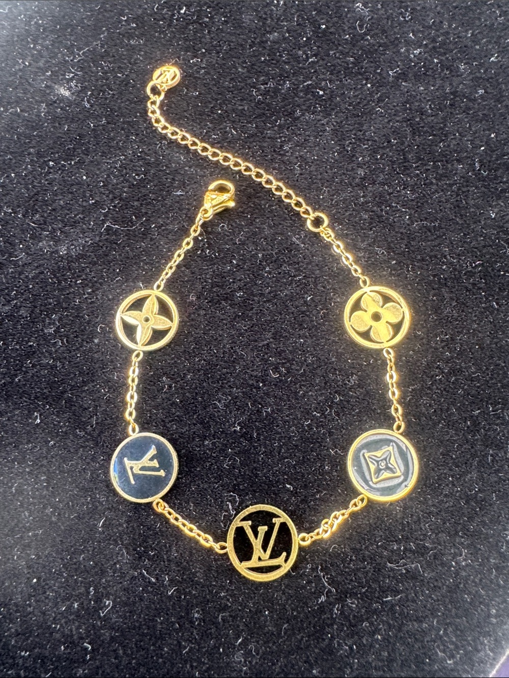 Bracelet   Gold-tone  and Black Enamel